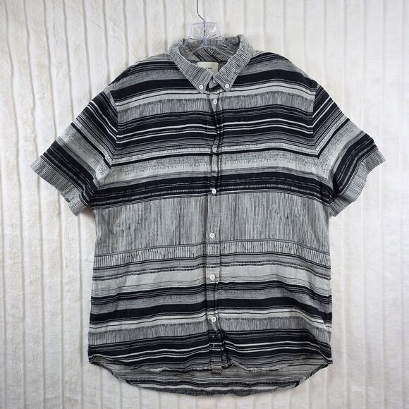Billy Reid Men's Gray Black Geometric Short Sleeve 100% Cotton Size XL - Picture 1 of 9